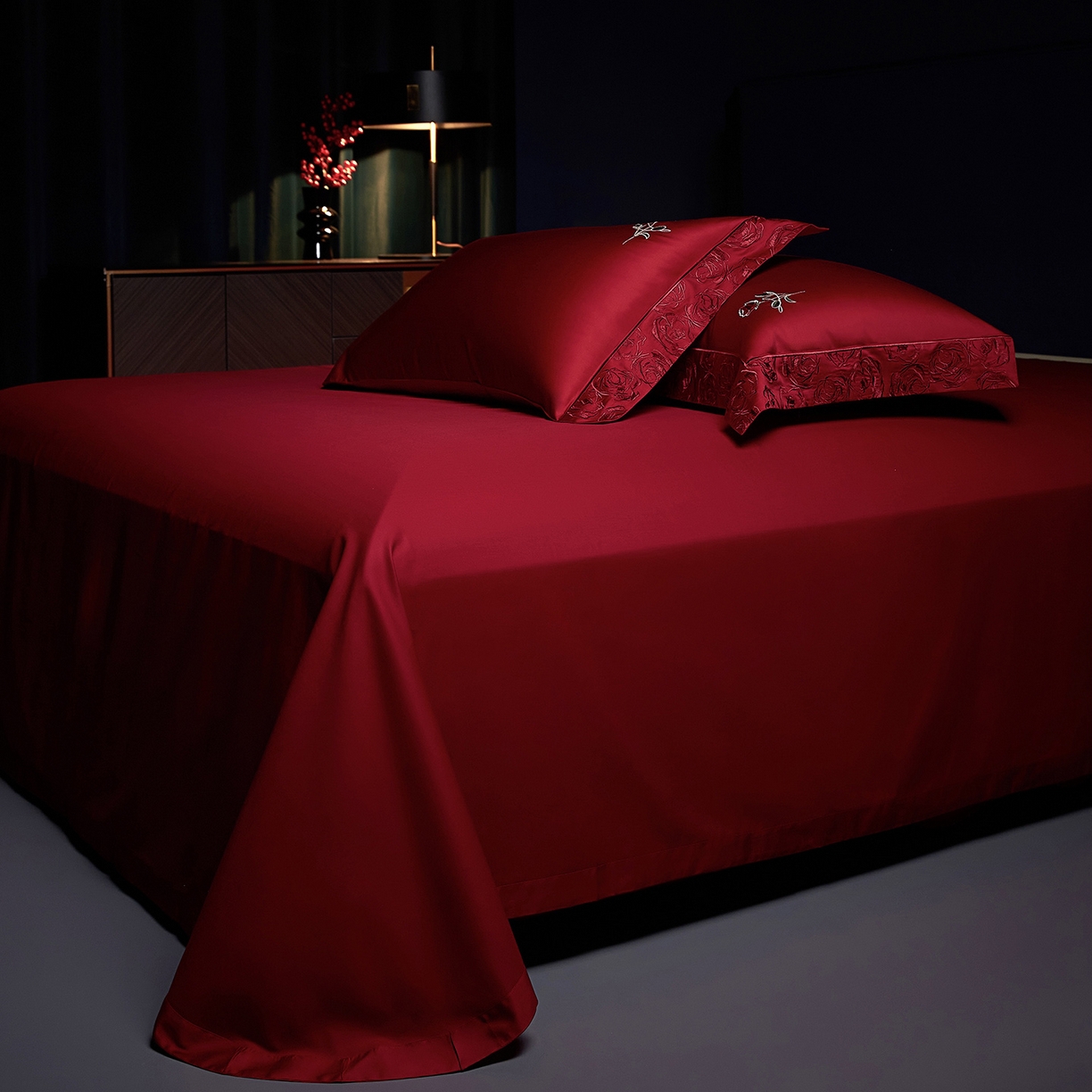 91家纺网 家纺一手货源 找家纺 （总）缔缦 2025新款Wedding高端婚庆60支长绒棉四件套-罗曼玫瑰