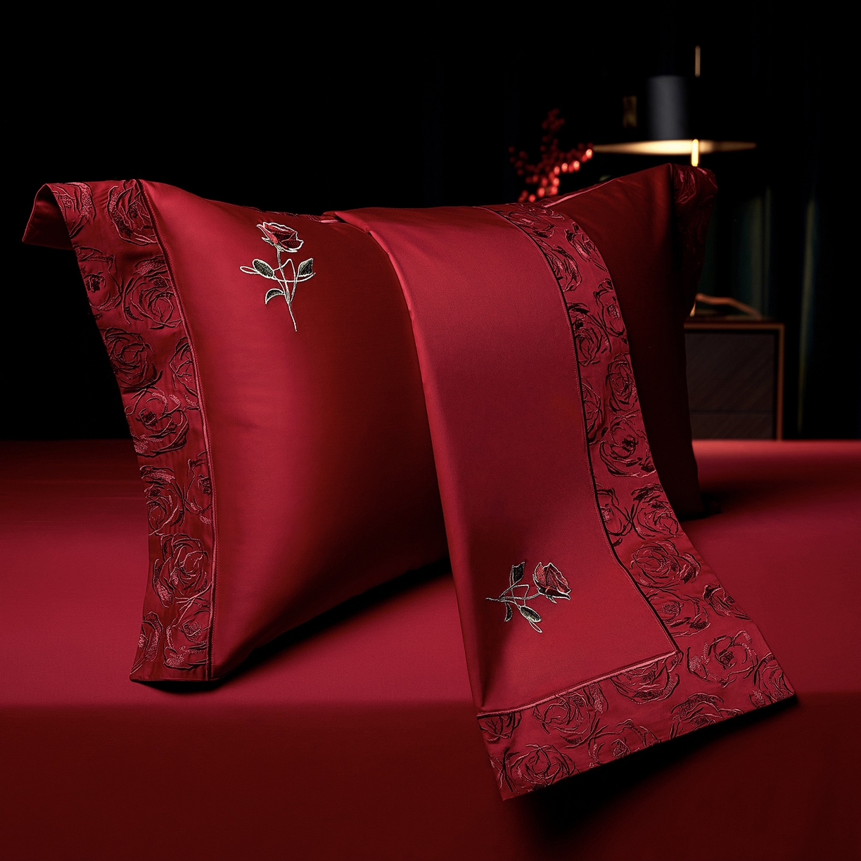 91家纺网 家纺一手货源 找家纺 （总）缔缦 2025新款Wedding高端婚庆60支长绒棉四件套-罗曼玫瑰