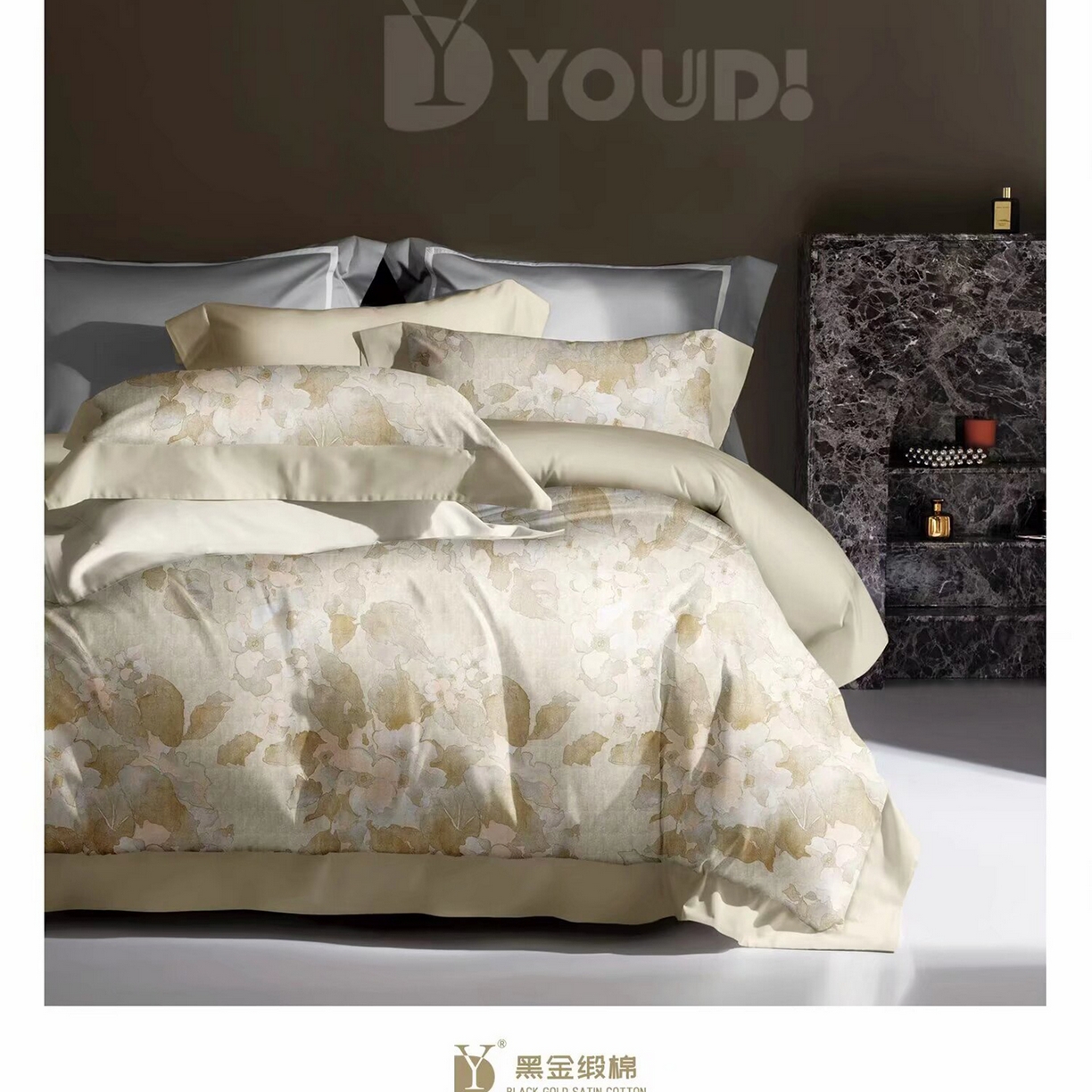 91家纺网 家纺一手货源 找家纺 （总）未来家居 2025新款宽边60S数码印花贡缎长绒棉四件套