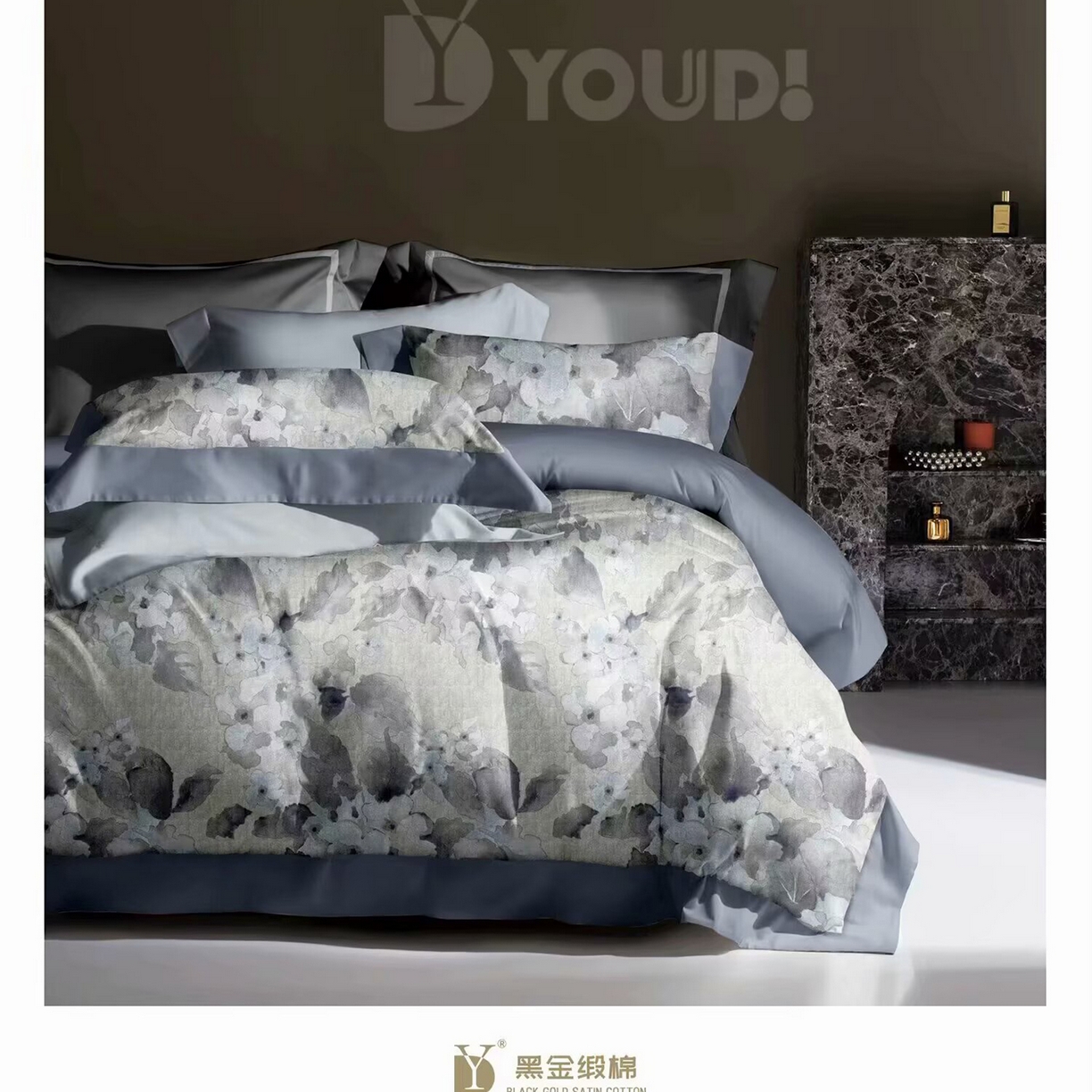 91家纺网 家纺一手货源 找家纺 （总）未来家居 2025新款宽边60S数码印花贡缎长绒棉四件套