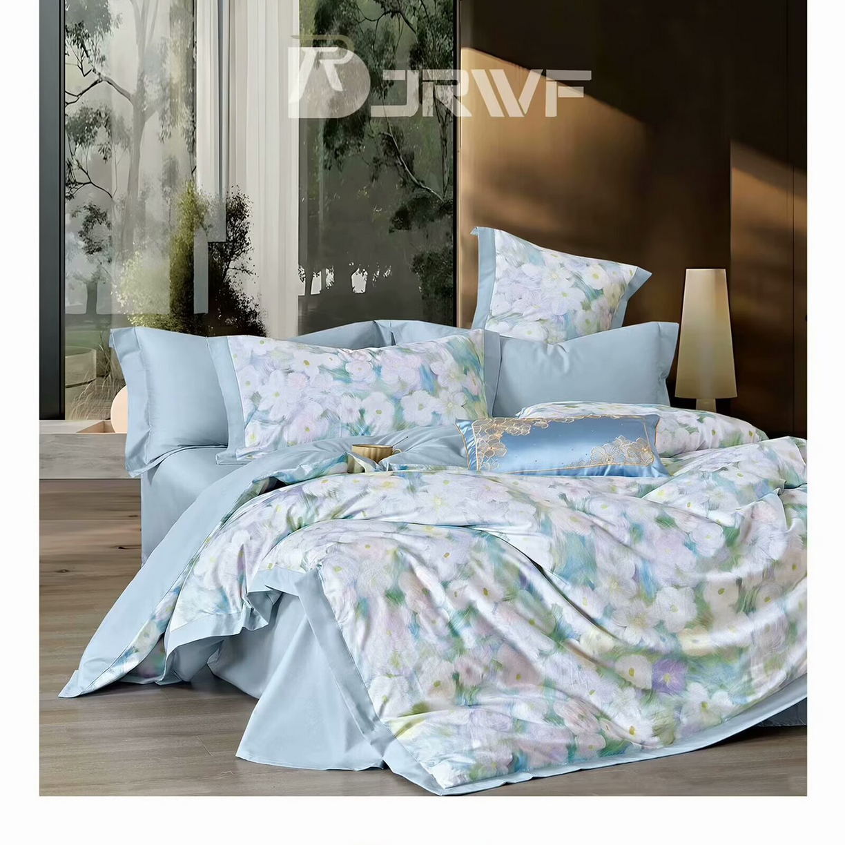 91家纺网 家纺一手货源 找家纺 （总）未来家居 2025新款宽边60S数码印花贡缎长绒棉四件套