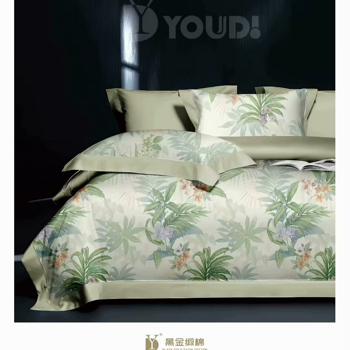 91家纺网 家纺一手货源 找家纺 （总）未来家居 2025新款宽边60S数码印花贡缎长绒棉四件套