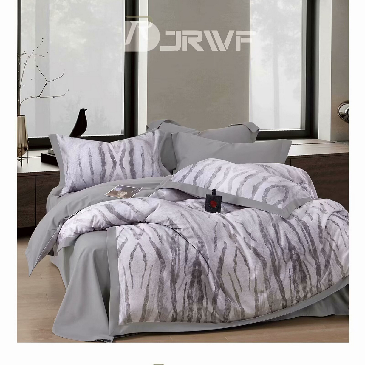 91家纺网 家纺一手货源 找家纺 （总）未来家居 2025新款宽边60S数码印花贡缎长绒棉四件套