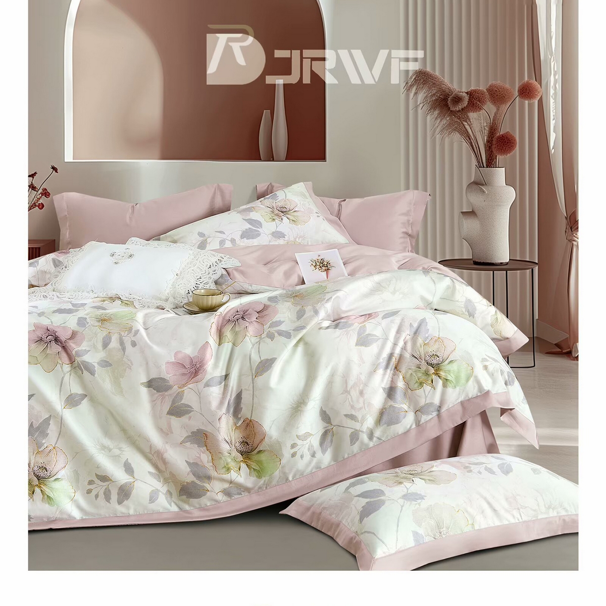 91家纺网 家纺一手货源 找家纺 （总）未来家居 2025新款宽边60S数码印花贡缎长绒棉四件套