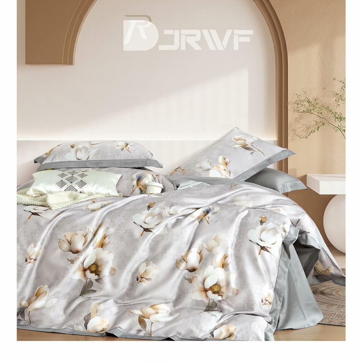 91家纺网 家纺一手货源 找家纺 （总）未来家居 2025新款宽边60S数码印花贡缎长绒棉四件套