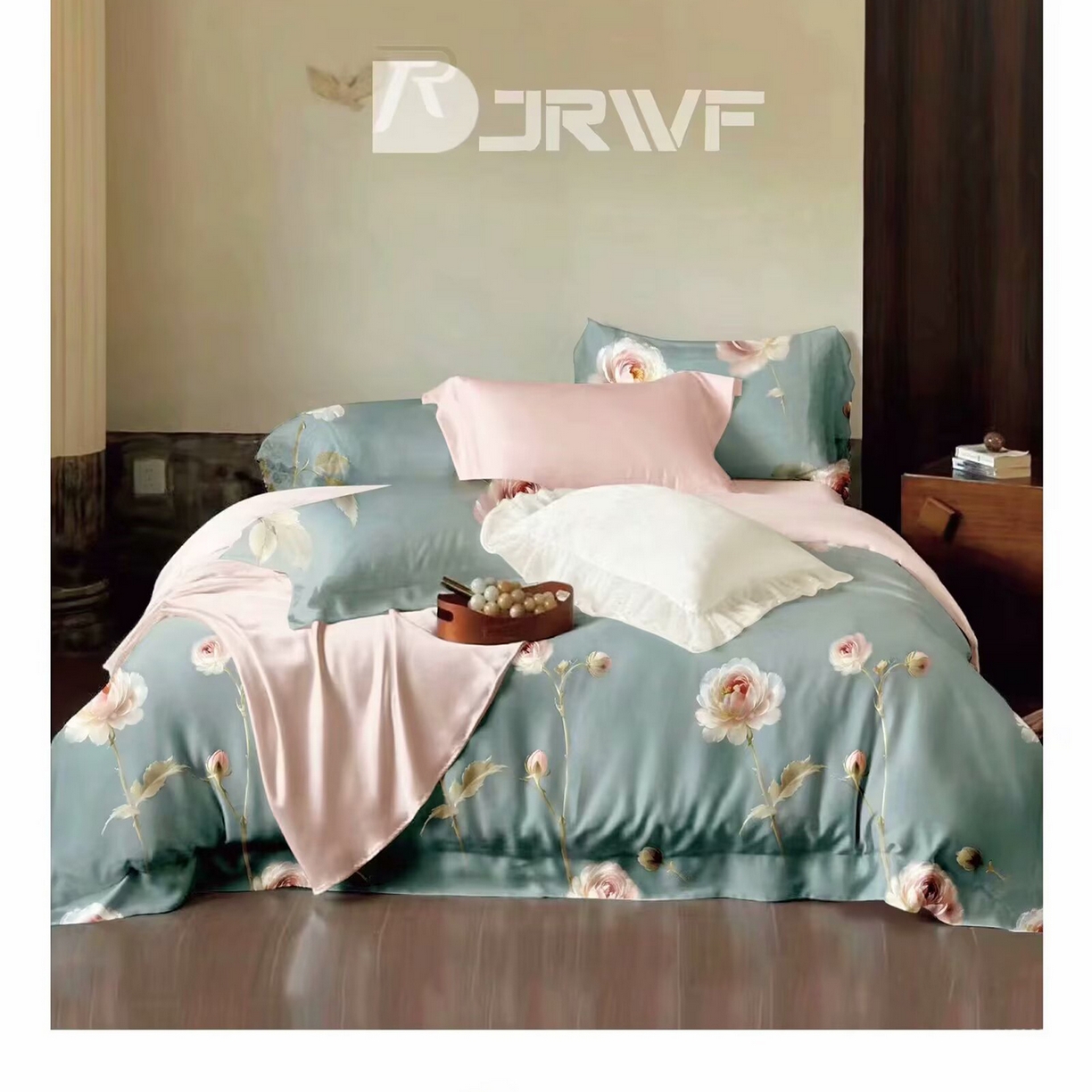 91家纺网 家纺一手货源 找家纺 （总）未来家居 2025新款宽边60S数码印花贡缎长绒棉四件套