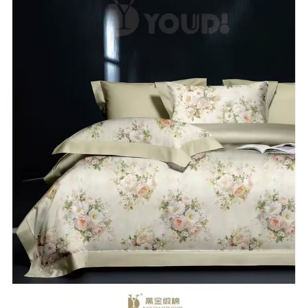 91家纺网 家纺一手货源 找家纺 （总）未来家居 2025新款宽边60S数码印花贡缎长绒棉四件套