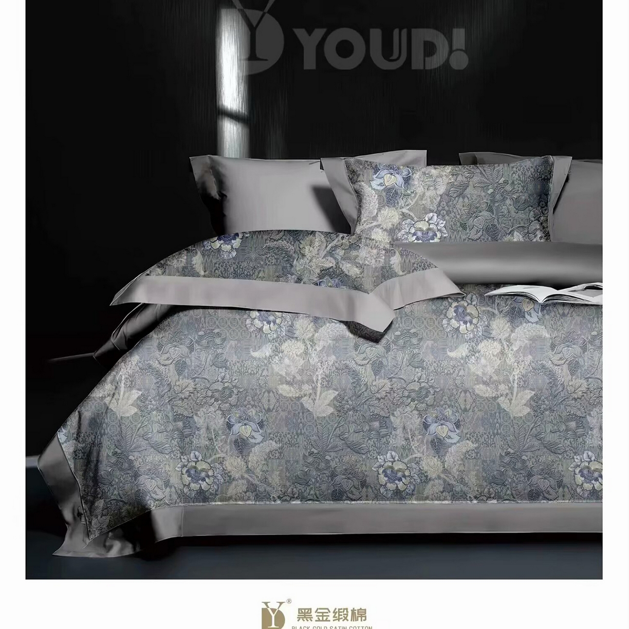 91家纺网 家纺一手货源 找家纺 （总）未来家居 2025新款宽边60S数码印花贡缎长绒棉四件套