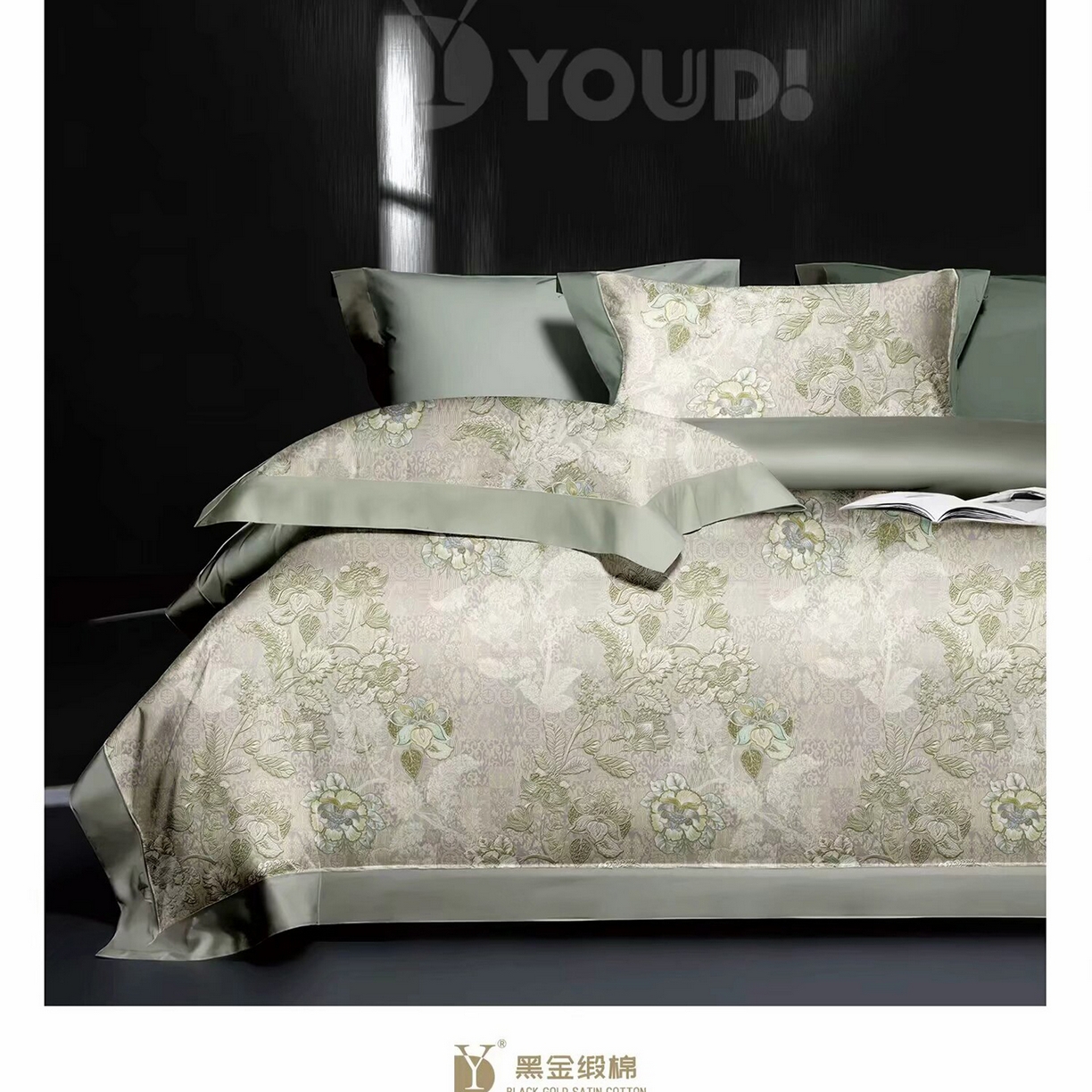 91家纺网 家纺一手货源 找家纺 （总）未来家居 2025新款宽边60S数码印花贡缎长绒棉四件套