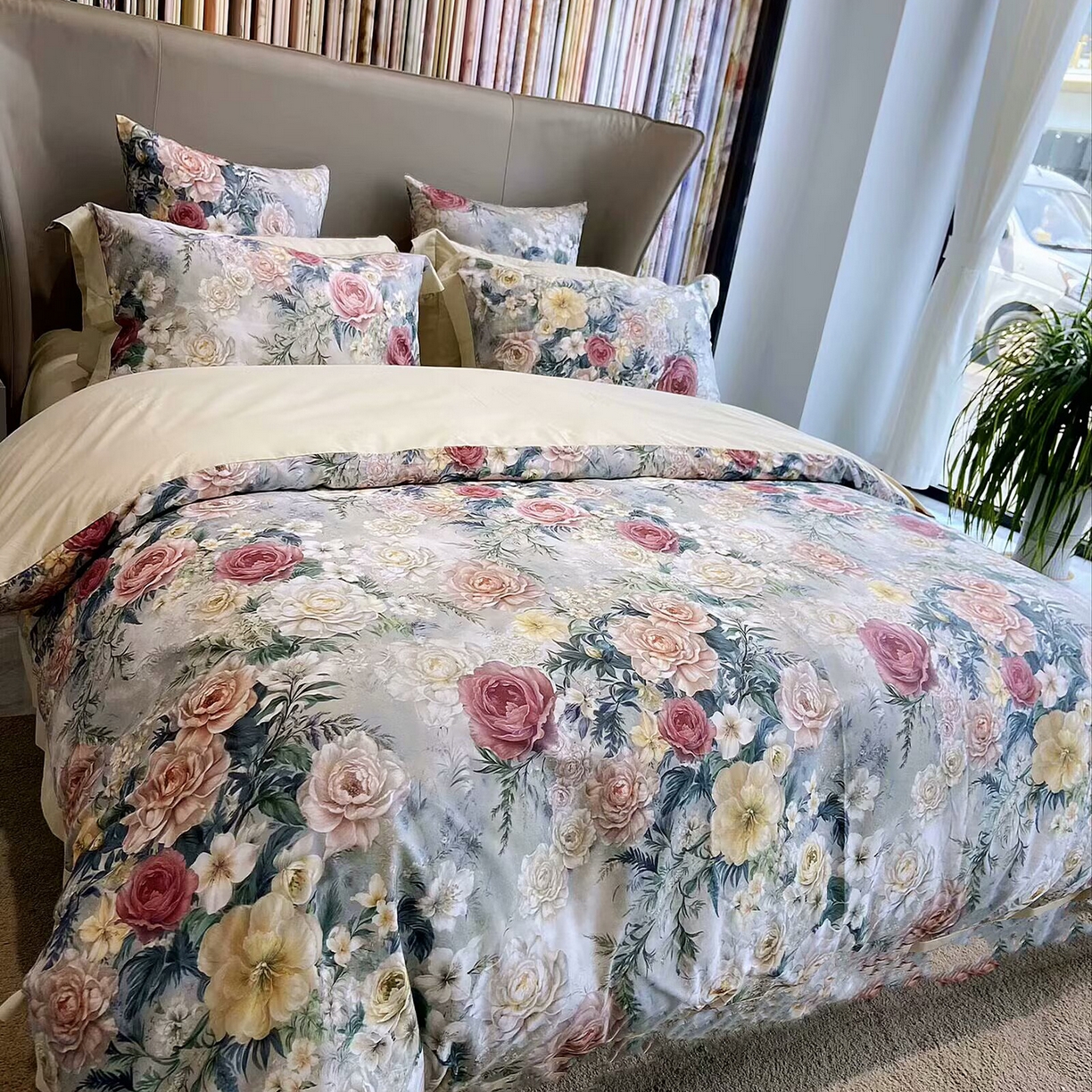 91家纺网 家纺一手货源 找家纺 （总）未来家居 2025新款宽边60S数码印花贡缎长绒棉四件套