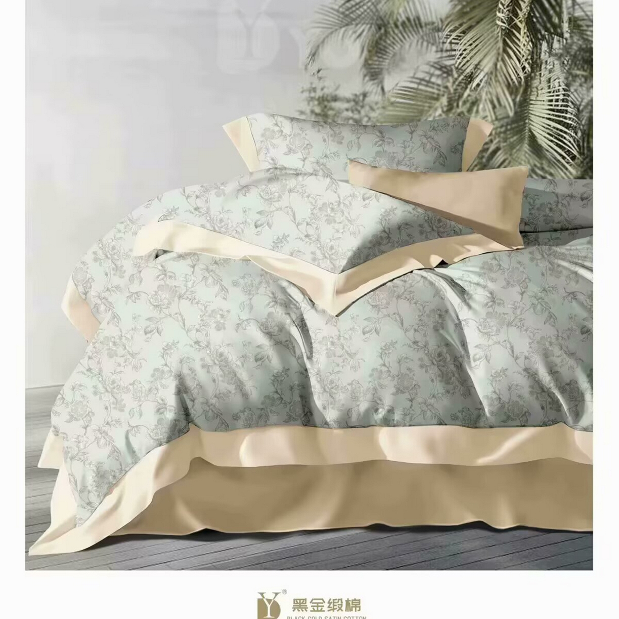 91家纺网 家纺一手货源 找家纺 （总）未来家居 2025新款宽边60S数码印花贡缎长绒棉四件套