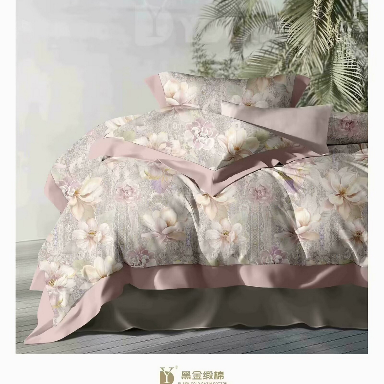 91家纺网 家纺一手货源 找家纺 （总）未来家居 2025新款宽边60S数码印花贡缎长绒棉四件套