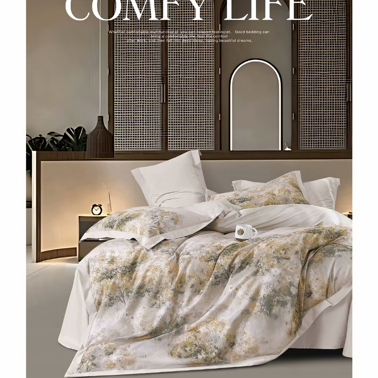 91家纺网 家纺一手货源 找家纺 （总）未来家居 2025新款宽边60S数码印花贡缎长绒棉四件套