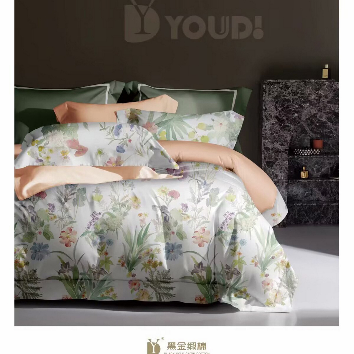 91家纺网 家纺一手货源 找家纺 （总）未来家居 2025新款宽边60S数码印花贡缎长绒棉四件套