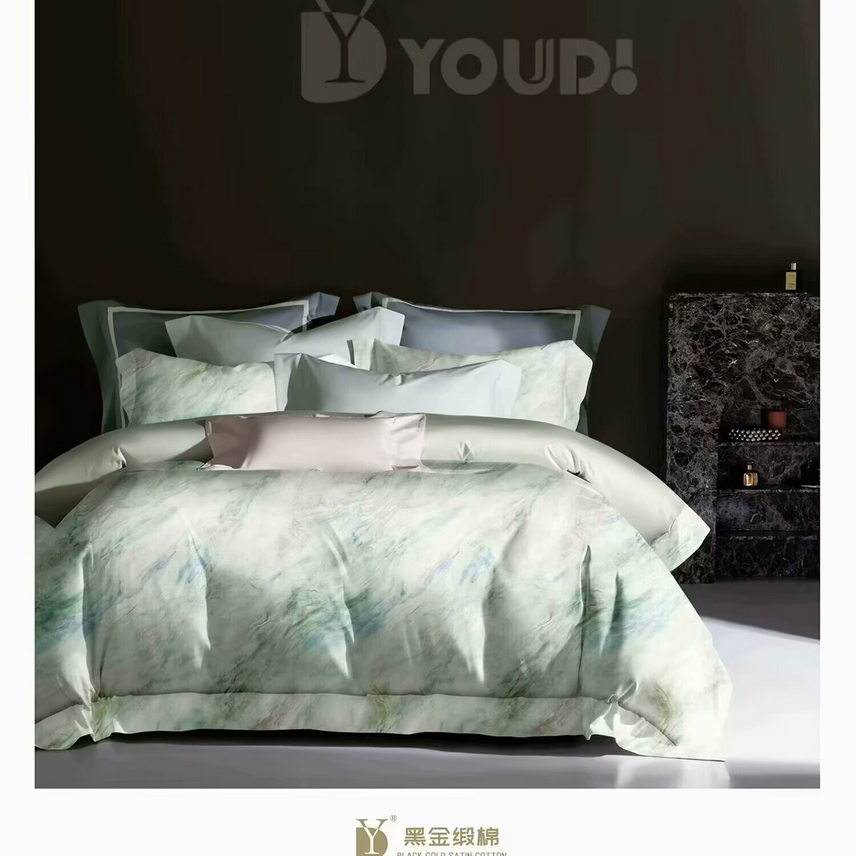 91家纺网 家纺一手货源 找家纺 （总）未来家居 2025新款宽边60S数码印花贡缎长绒棉四件套