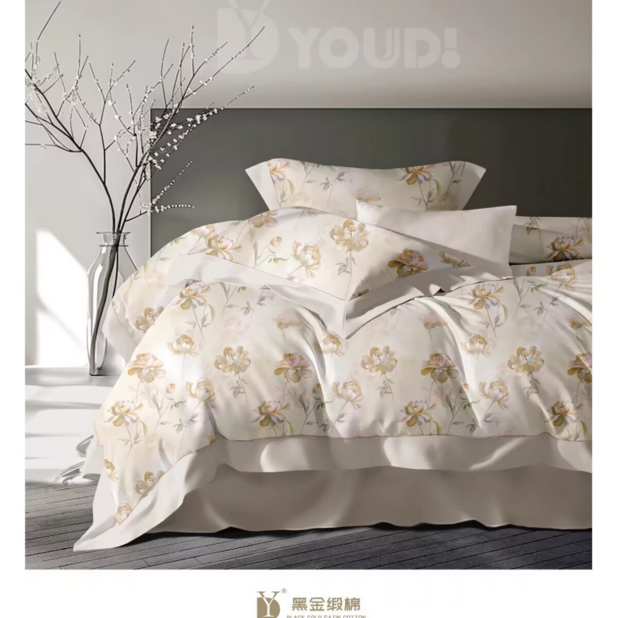 91家纺网 家纺一手货源 找家纺 （总）未来家居 2025新款宽边60S数码印花贡缎长绒棉四件套