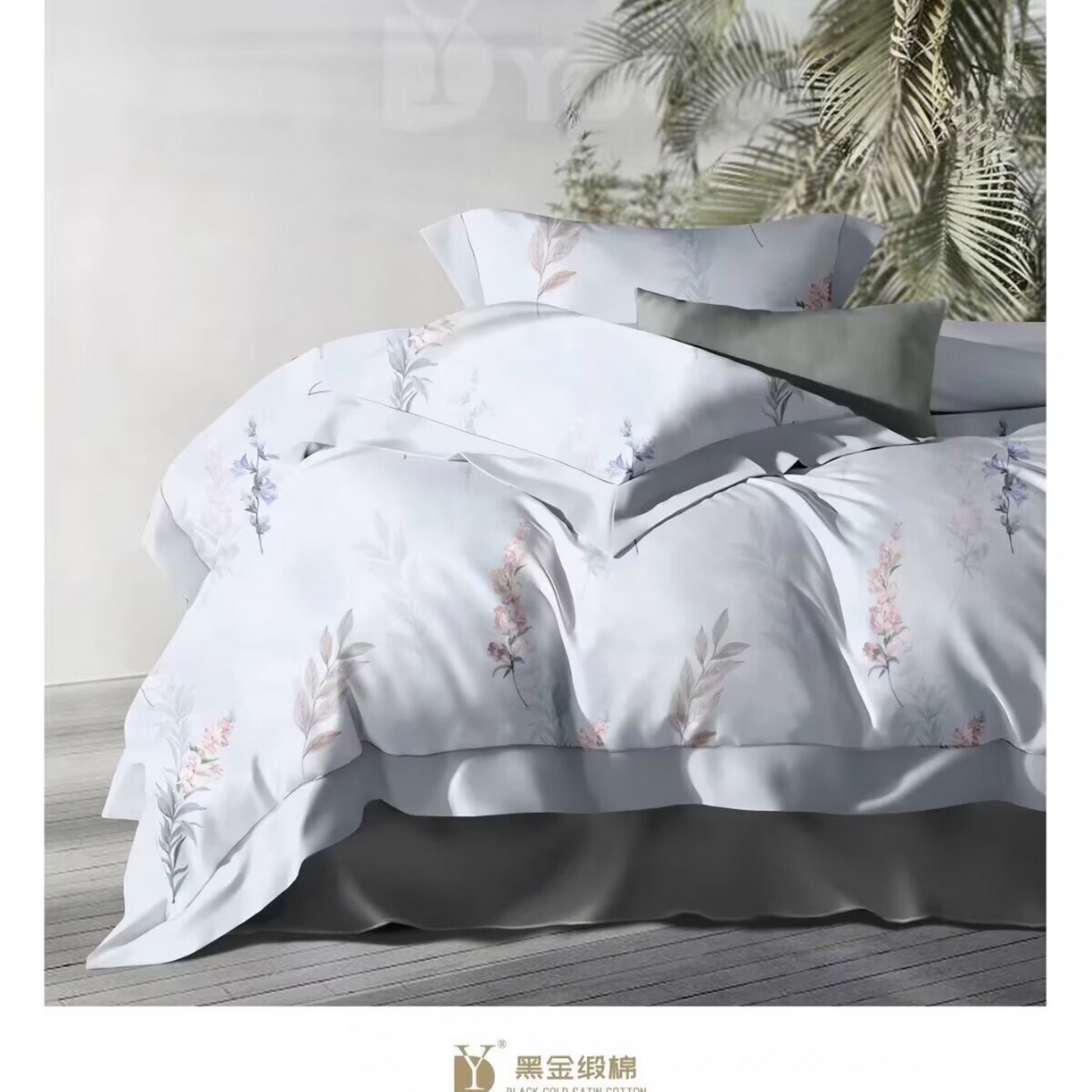 91家纺网 家纺一手货源 找家纺 （总）未来家居 2025新款宽边60S数码印花贡缎长绒棉四件套