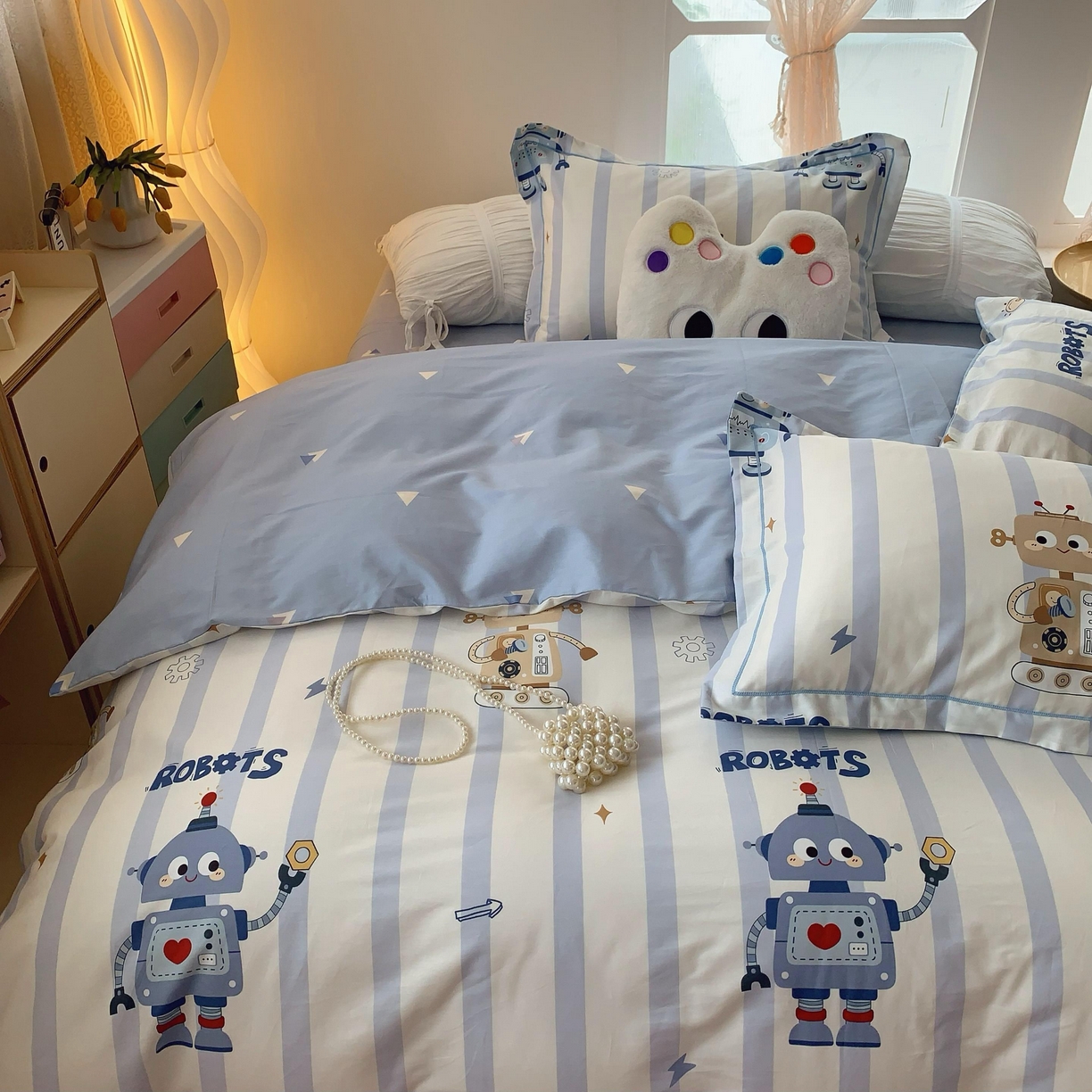 91家纺网 家纺一手货源 找家纺 莱豫家纺 2025春夏新款亲肤舒适小清新印花全棉纯棉四件套-第二批 机器人