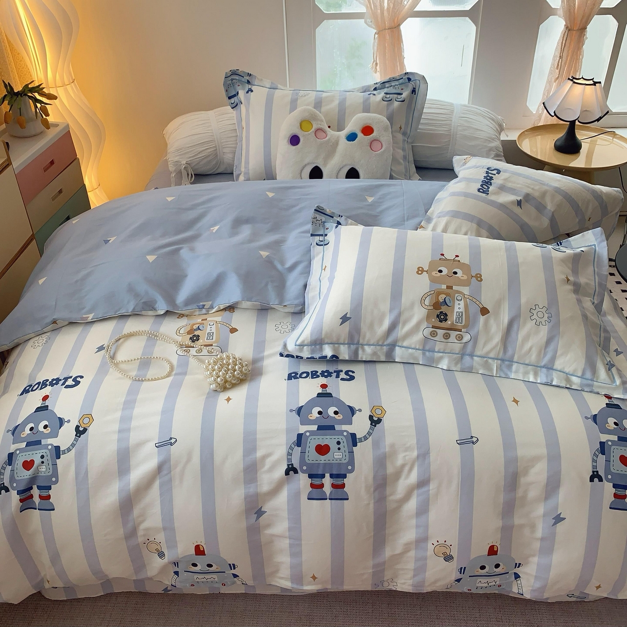 91家纺网 家纺一手货源 找家纺 莱豫家纺 2025春夏新款亲肤舒适小清新印花全棉纯棉四件套-第二批 机器人