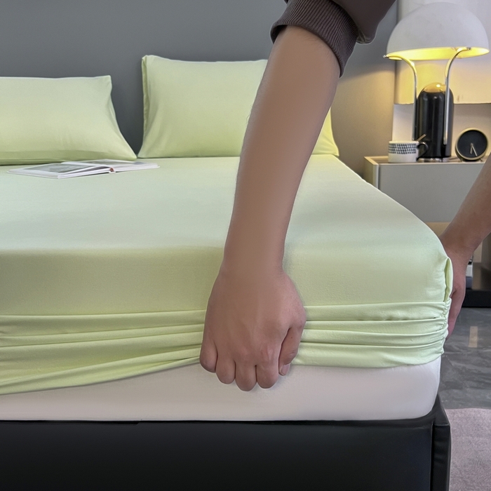 91家纺网 家纺一手货源 找家纺 赫然家纺 2026新款亲肤舒适活性印染纯色磨毛床笠系列-单床笠 薄荷绿