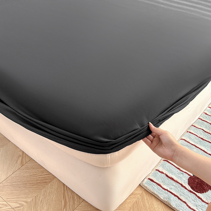 91家纺网 家纺一手货源 找家纺 赫然家纺 2026新款亲肤舒适活性印染纯色磨毛床笠系列-单床笠 纯黑色