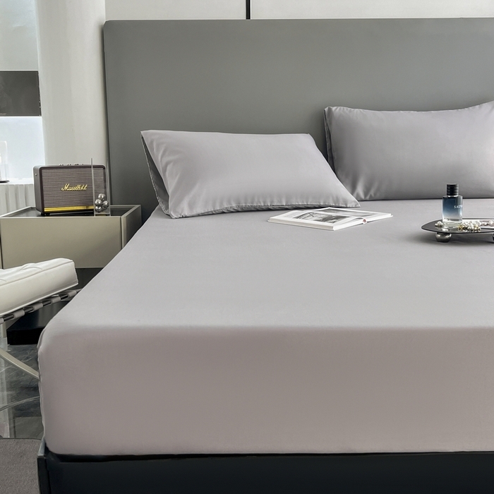 91家纺网 家纺一手货源 找家纺 赫然家纺 2026新款亲肤舒适活性印染纯色磨毛床笠系列-单床笠 浅灰