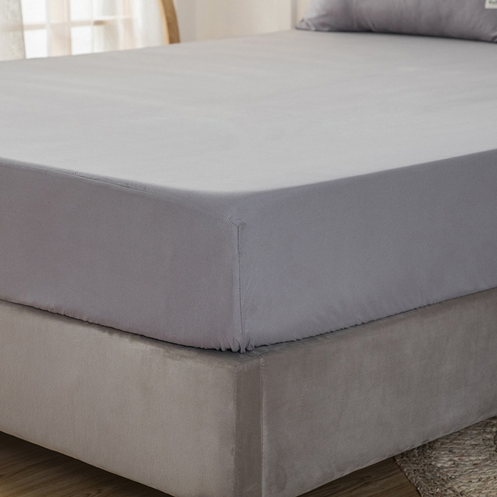 91家纺网 家纺一手货源 找家纺 赫然家纺 2026新款亲肤舒适活性印染纯色磨毛床笠系列-单床笠 浅灰