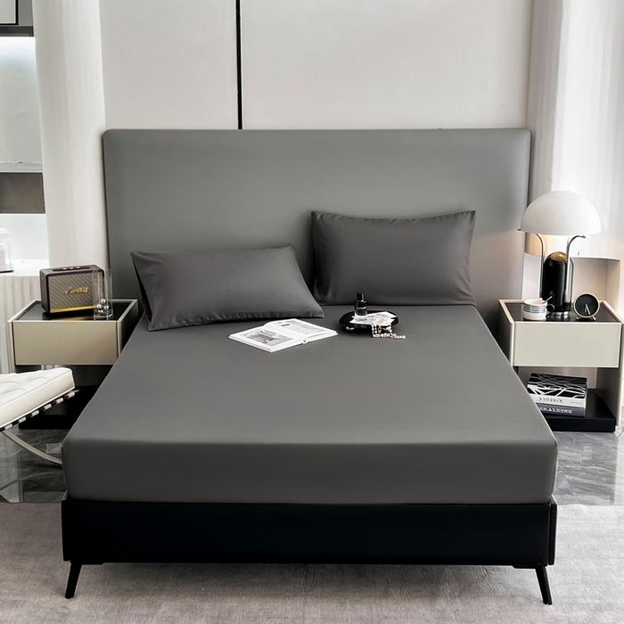 91家纺网 家纺一手货源 找家纺 赫然家纺 2026新款亲肤舒适活性印染纯色磨毛床笠系列-单床笠 深灰