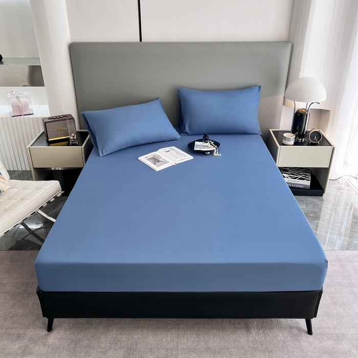 91家纺网 家纺一手货源 找家纺 赫然家纺 2026新款亲肤舒适活性印染纯色磨毛床笠系列-单床笠 天蓝