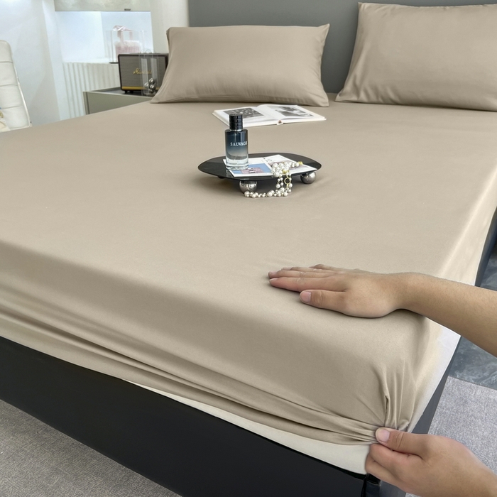 91家纺网 家纺一手货源 找家纺 赫然家纺 2026新款亲肤舒适活性印染纯色磨毛床笠系列-单床笠 驼色