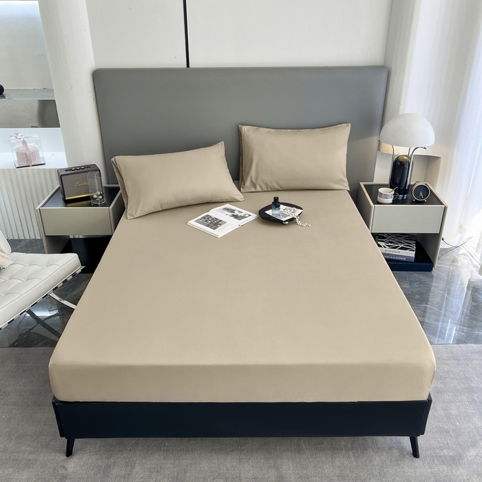 91家纺网 家纺一手货源 找家纺 赫然家纺 2026新款亲肤舒适活性印染纯色磨毛床笠系列-单床笠 驼色