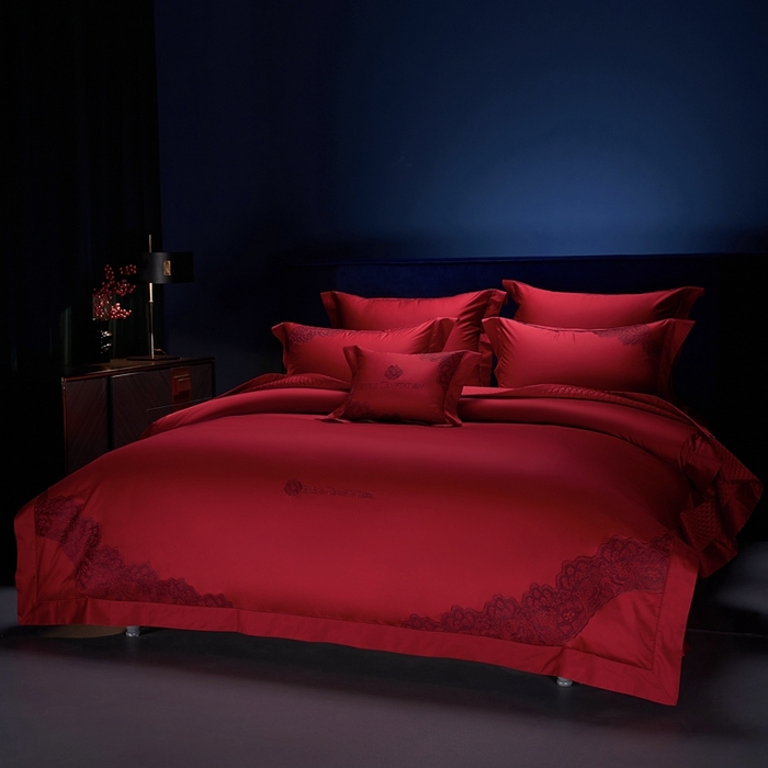 91家纺网 家纺一手货源 找家纺 （总）缔缦 2025新款Wedding高端婚庆60支长绒棉四件套-甜甜日子