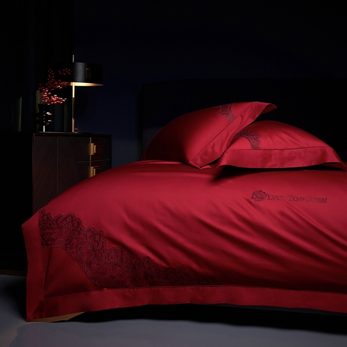 91家纺网 家纺一手货源 找家纺 （总）缔缦 2025新款Wedding高端婚庆60支长绒棉四件套-甜甜日子