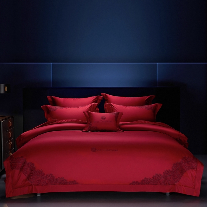 91家纺网 家纺一手货源 找家纺 （总）缔缦 2025新款Wedding高端婚庆60支长绒棉四件套-甜甜日子