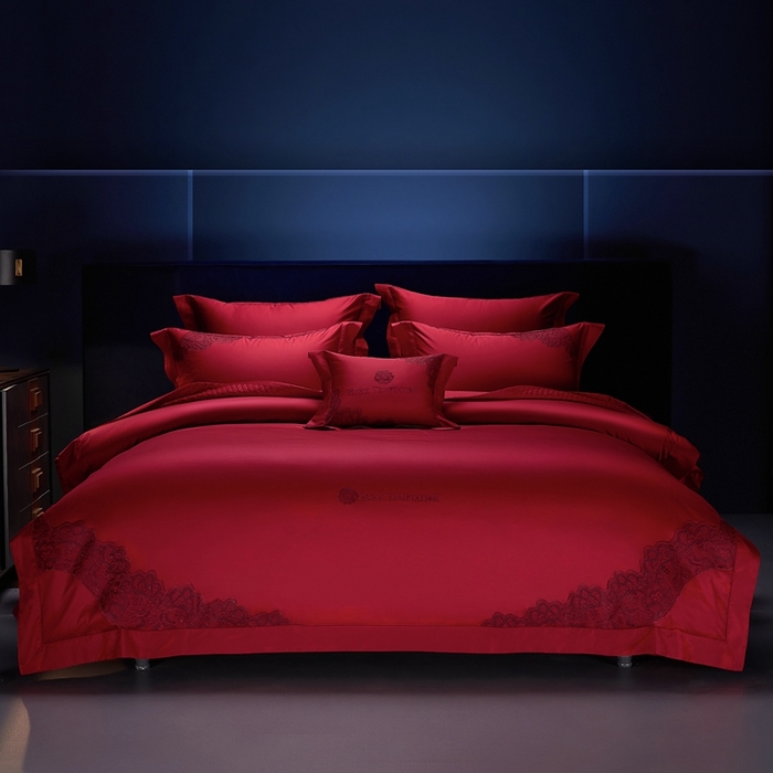 91家纺网 家纺一手货源 找家纺 （总）缔缦 2025新款Wedding高端婚庆60支长绒棉四件套-甜甜日子