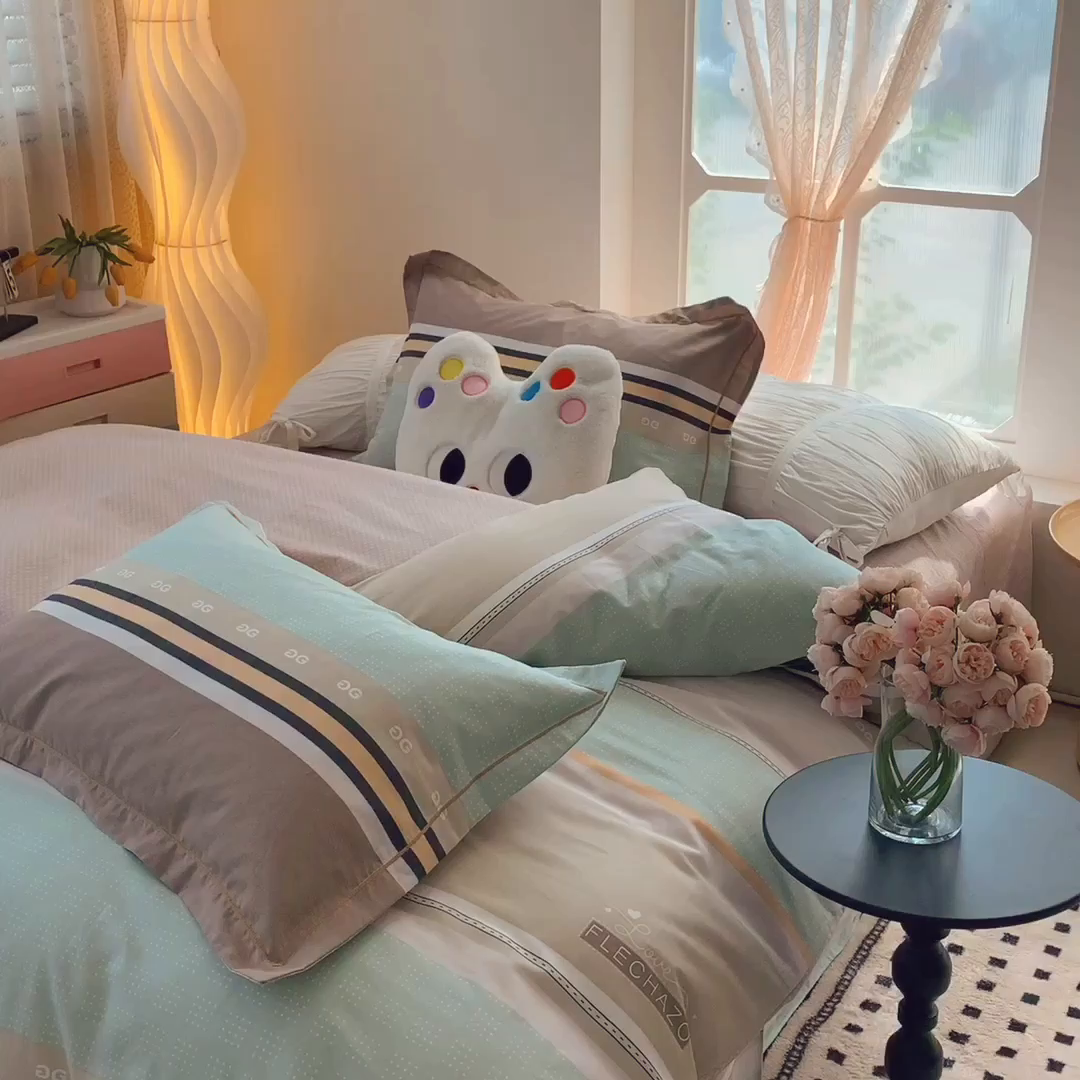 91家纺网 家纺一手货源 找家纺 莱豫家纺 2025春夏新款亲肤舒适小清新印花全棉纯棉四件套-第二批 米兰风情