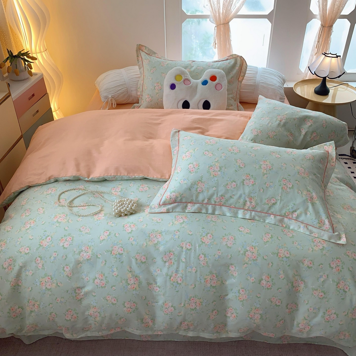 91家纺网 家纺一手货源 找家纺 莱豫家纺 2025春夏新款亲肤舒适小清新印花全棉纯棉四件套-第二批 茉莉花语