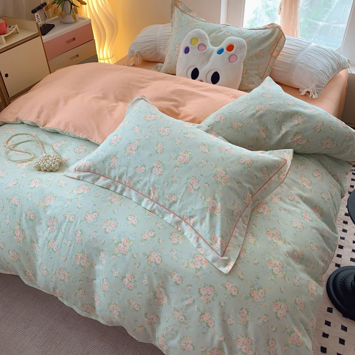 91家纺网 家纺一手货源 找家纺 莱豫家纺 2025春夏新款亲肤舒适小清新印花全棉纯棉四件套-第二批 茉莉花语