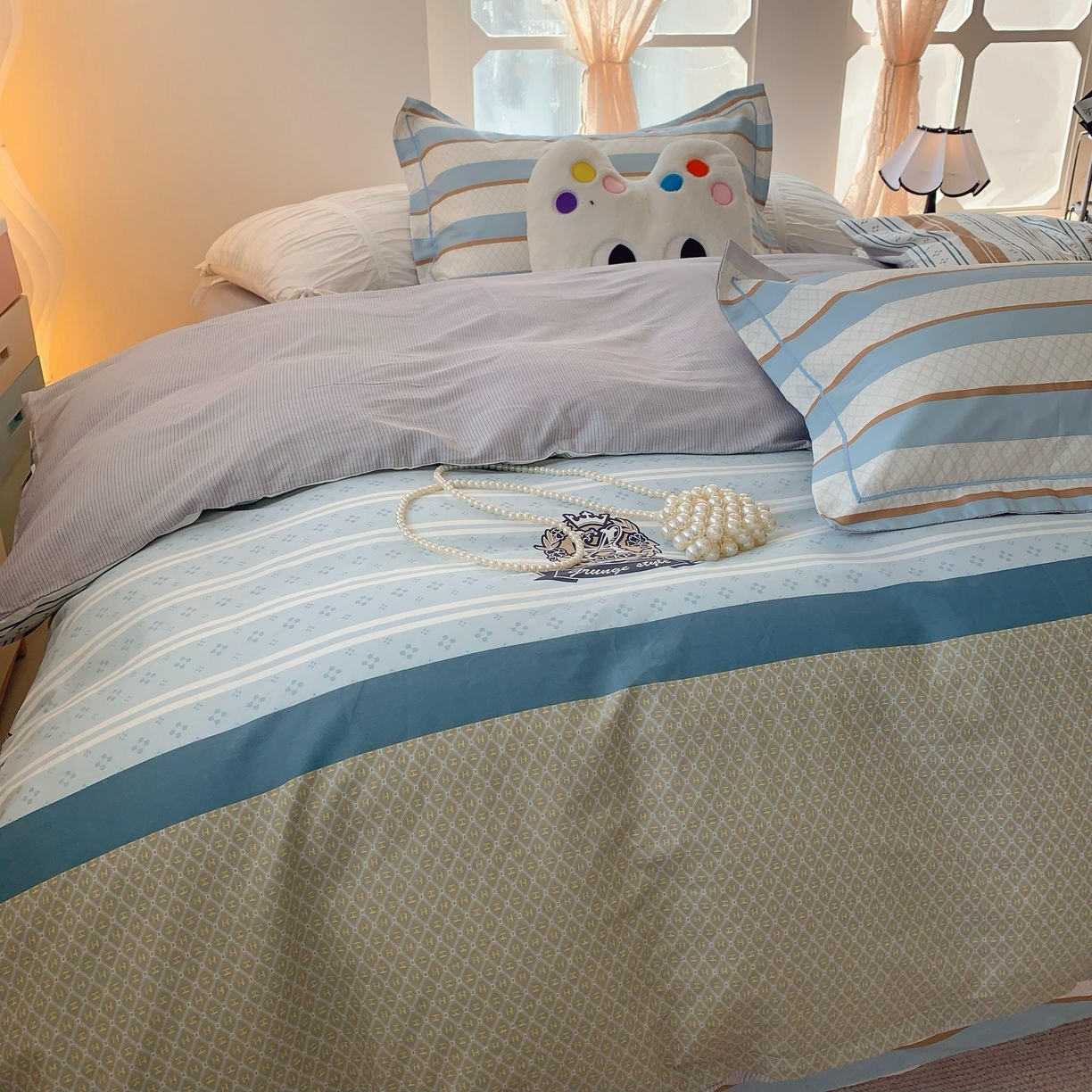 91家纺网 家纺一手货源 找家纺 莱豫家纺 2025春夏新款亲肤舒适小清新印花全棉纯棉四件套-第二批 莫比环