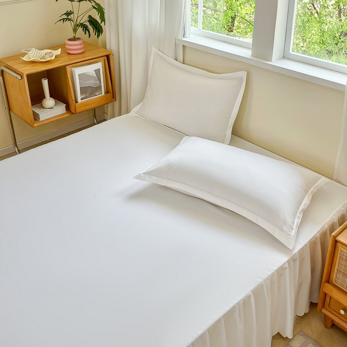 91家纺网 家纺一手货源 找家纺 恬澳家纺 2025新款外贸跨境电商亚马逊速卖通亲肤磨毛床裙欧美尺寸多多跨境平台TEMU希音虾皮 简系列-白