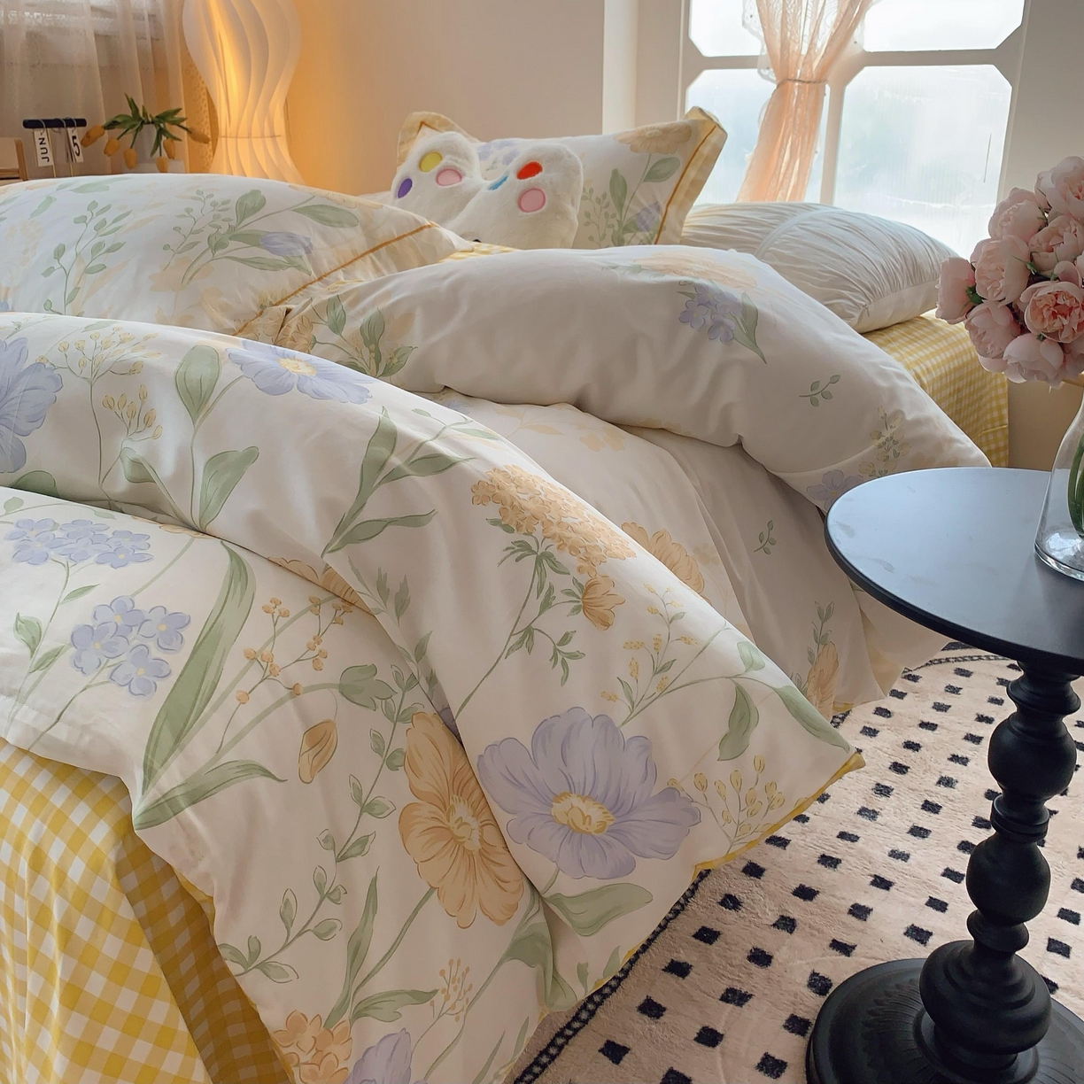 91家纺网 家纺一手货源 找家纺 莱豫家纺 2025春夏新款亲肤舒适小清新印花全棉纯棉四件套-第二批 四季花语