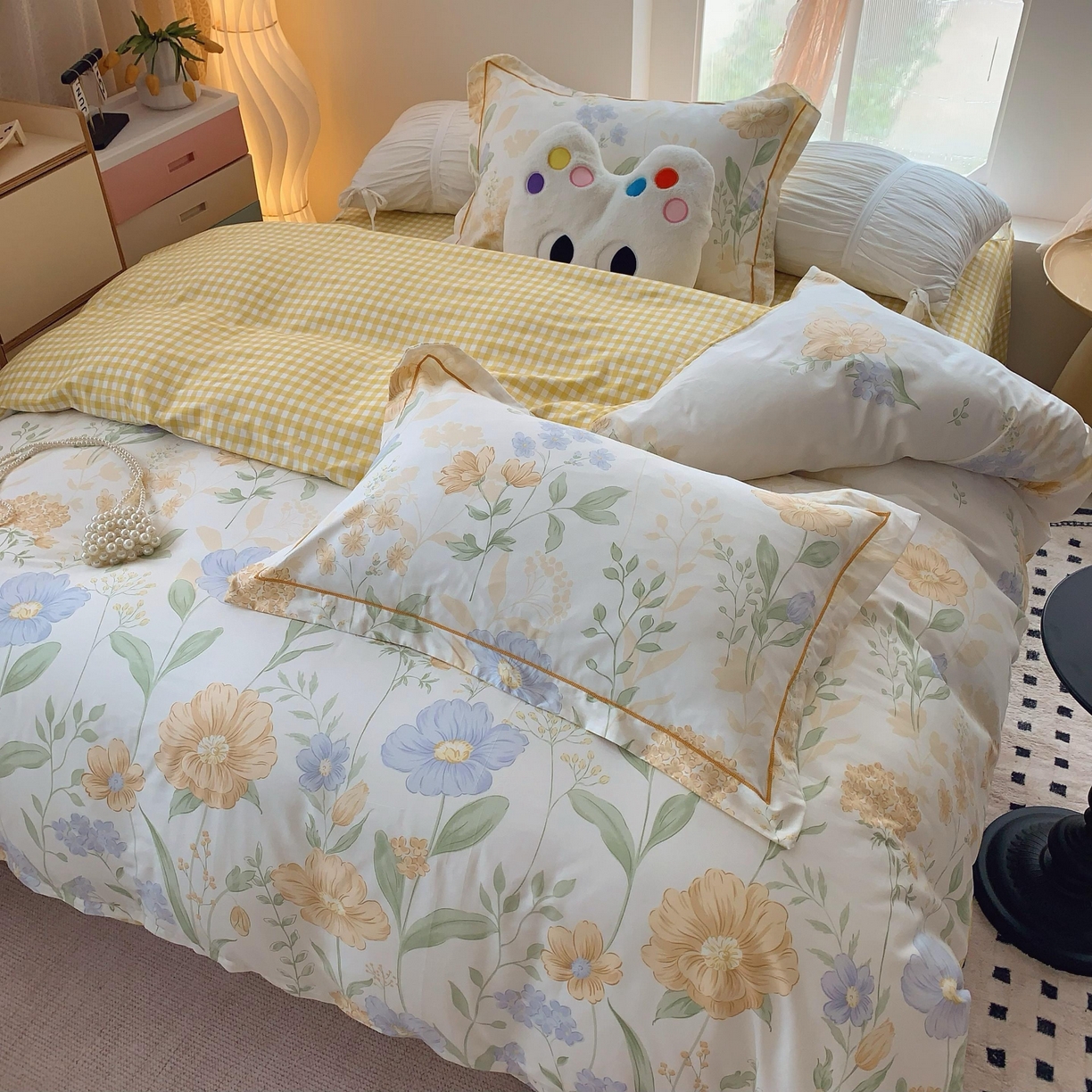 91家纺网 家纺一手货源 找家纺 莱豫家纺 2025春夏新款亲肤舒适小清新印花全棉纯棉四件套-第二批 四季花语