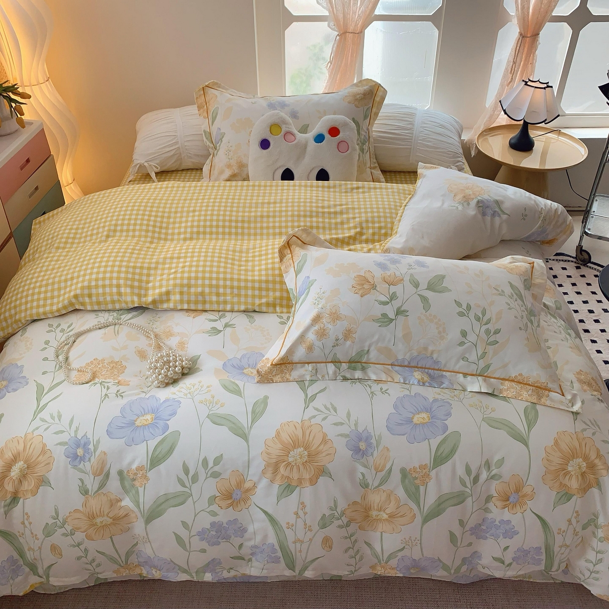 91家纺网 家纺一手货源 找家纺 莱豫家纺 2025春夏新款亲肤舒适小清新印花全棉纯棉四件套-第二批 四季花语