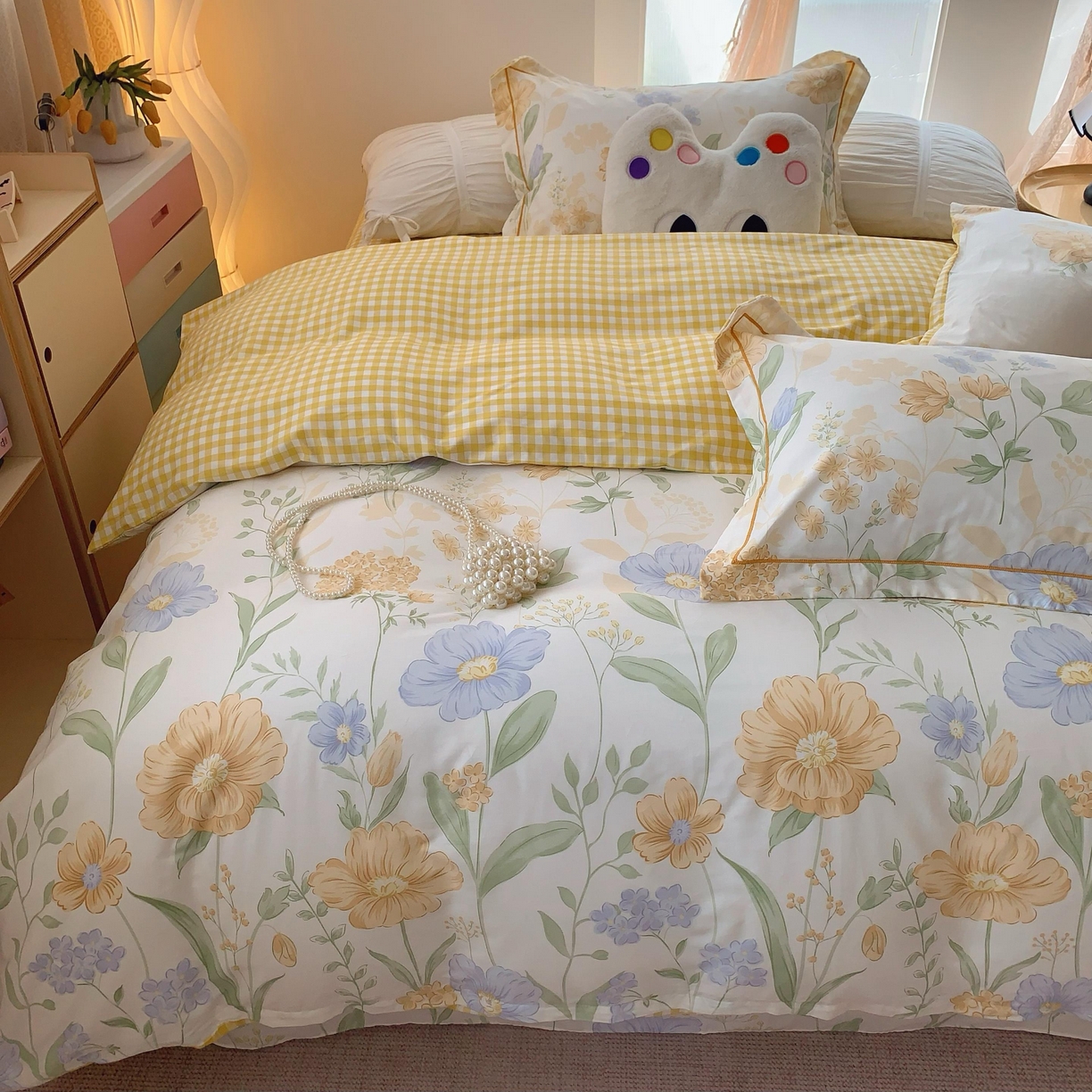 91家纺网 家纺一手货源 找家纺 莱豫家纺 2025春夏新款亲肤舒适小清新印花全棉纯棉四件套-第二批 四季花语