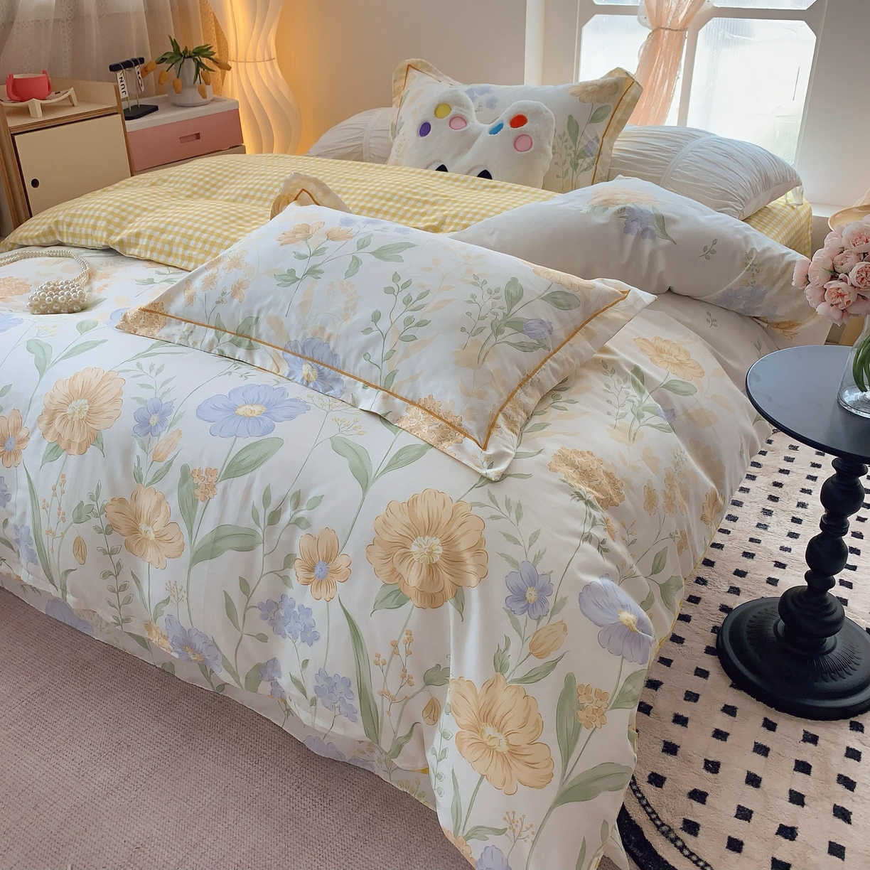 91家纺网 家纺一手货源 找家纺 莱豫家纺 2025春夏新款亲肤舒适小清新印花全棉纯棉四件套-第二批 四季花语