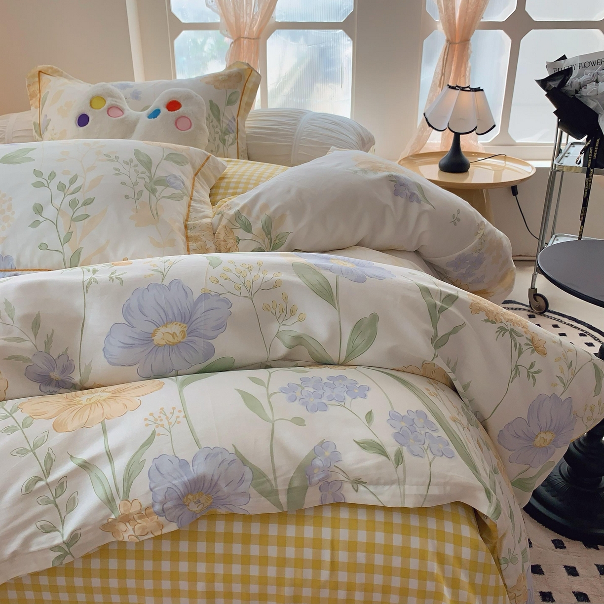 91家纺网 家纺一手货源 找家纺 莱豫家纺 2025春夏新款亲肤舒适小清新印花全棉纯棉四件套-第二批 四季花语