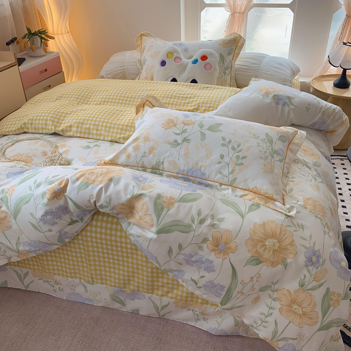 91家纺网 家纺一手货源 找家纺 莱豫家纺 2025春夏新款亲肤舒适小清新印花全棉纯棉四件套-第二批 四季花语