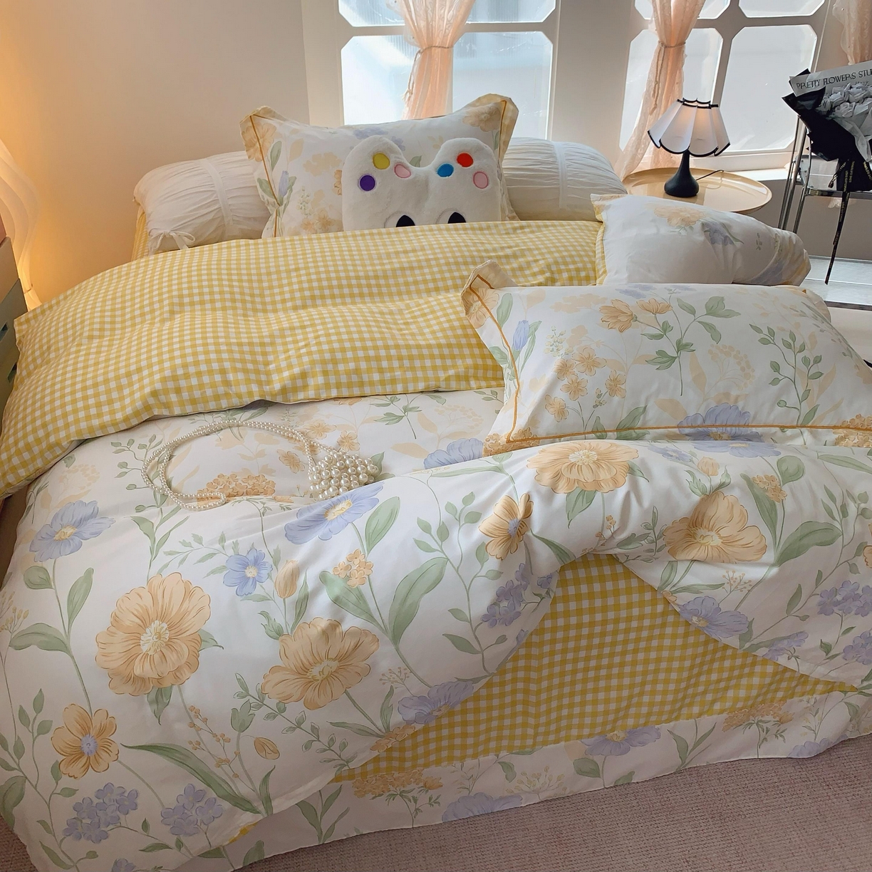 91家纺网 家纺一手货源 找家纺 莱豫家纺 2025春夏新款亲肤舒适小清新印花全棉纯棉四件套-第二批 四季花语