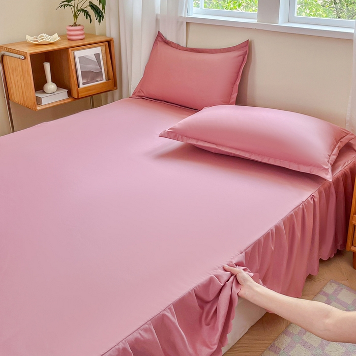 91家纺网 家纺一手货源 找家纺 恬澳家纺 2025新款外贸跨境电商亚马逊速卖通亲肤磨毛床裙欧美尺寸多多跨境平台TEMU希音虾皮 简系列-豆沙