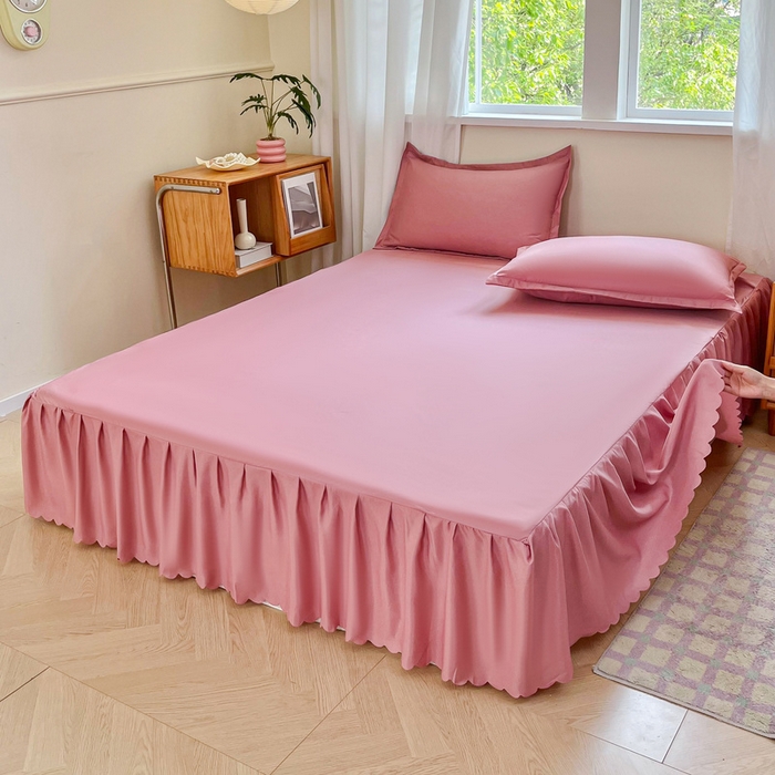 91家纺网 家纺一手货源 找家纺 恬澳家纺 2025新款外贸跨境电商亚马逊速卖通亲肤磨毛床裙欧美尺寸多多跨境平台TEMU希音虾皮 简系列-豆沙